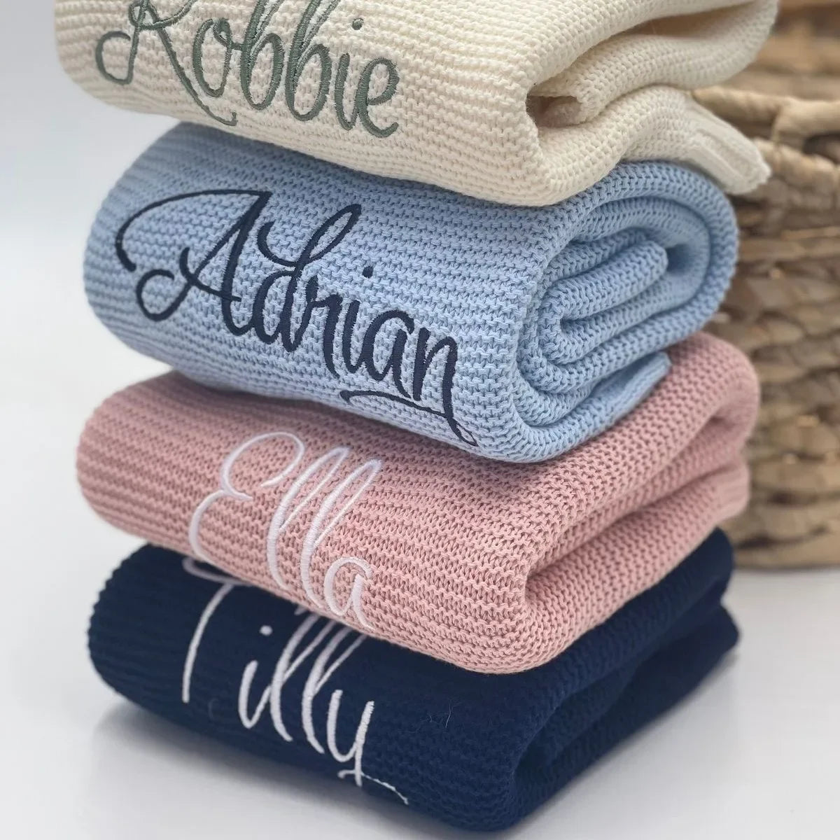 Personalized Name Baby Blanket Embroidered Name Knit