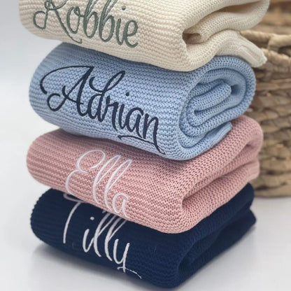Personalized Name Baby Blanket Embroidered Name Knit