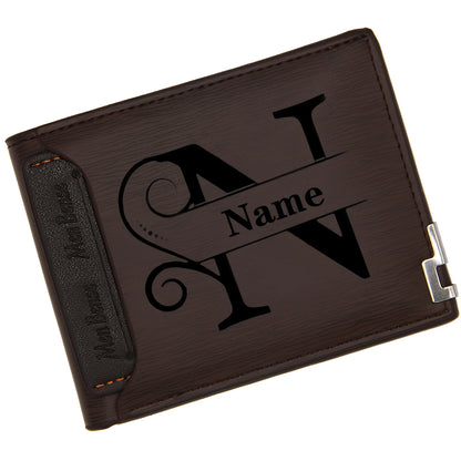 Custom Engraved Initial & Name PU Leather Wallet