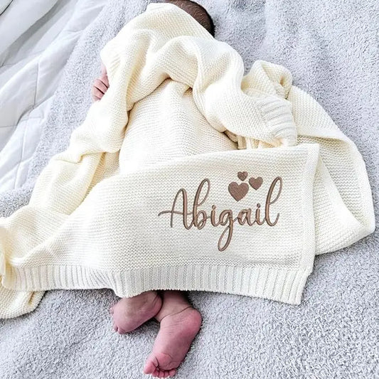 Personalized Name Baby Blanket Embroidered Name Knit