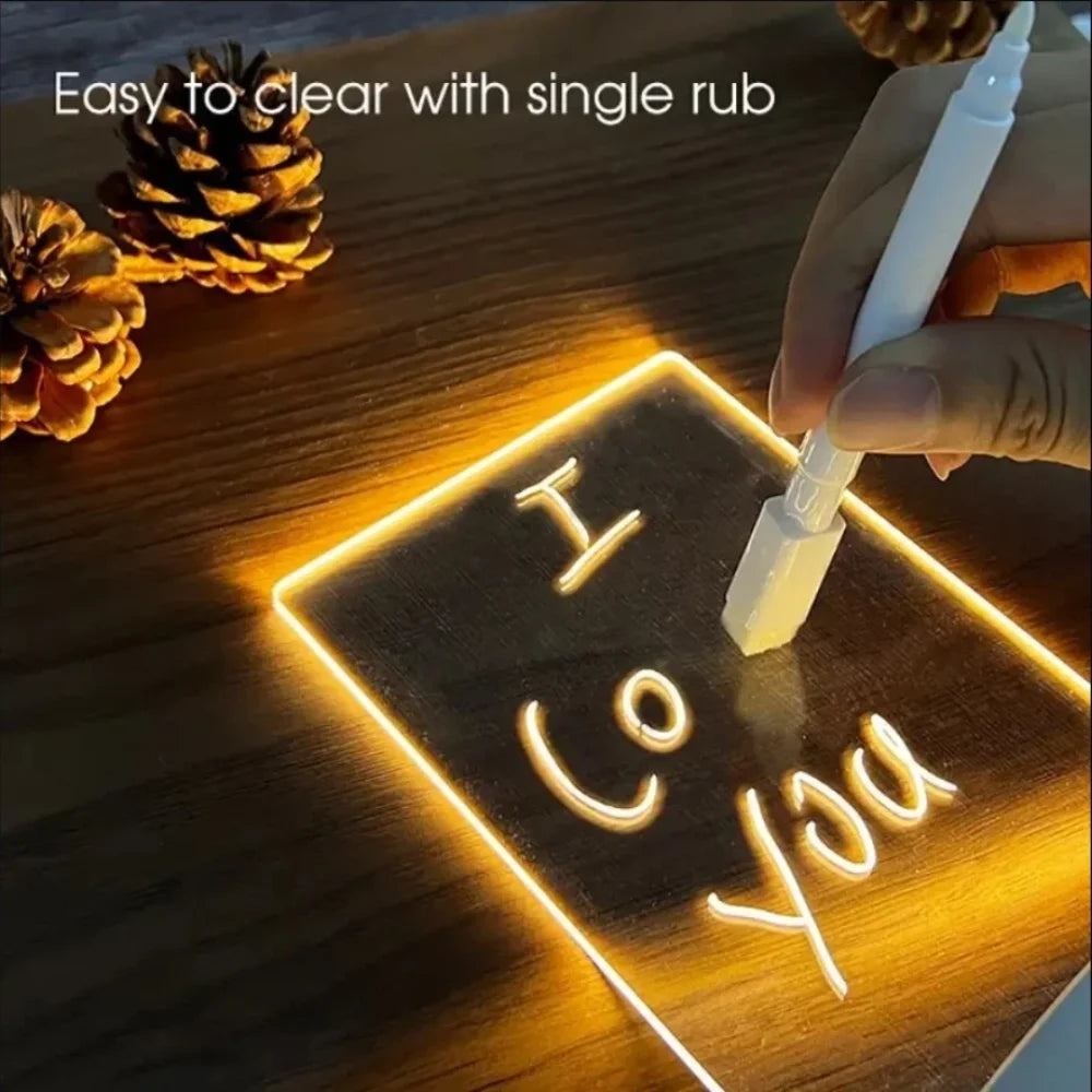 LED Lamp Acrylic Message Note Board Erasable