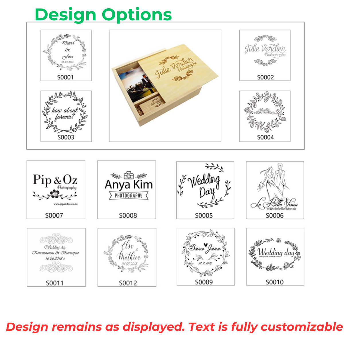 Custom Engraved Wood Box with USB Flash Drive