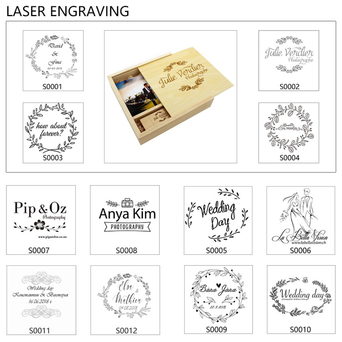 Custom Engraved Wood Box with USB Flash Drive