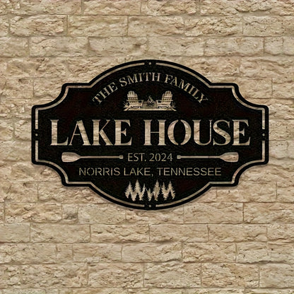 Personalized Lake House Metal Sign