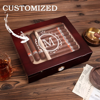 Custom Top Glass Cigar Humidor - Personalized