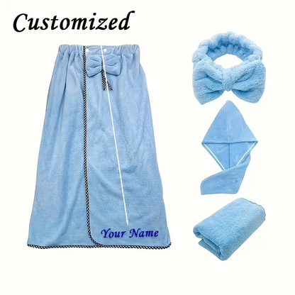 Custom Embroidered Name Women's Bathrobe Set