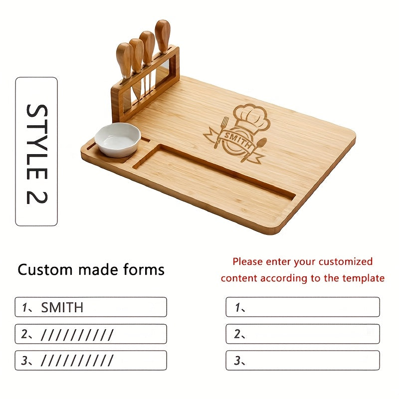 Personalized carved custom cheese board with drawer