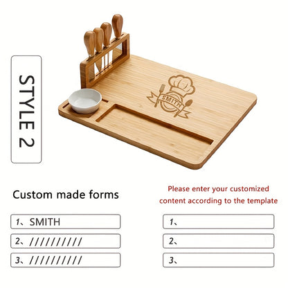 Personalized carved custom cheese board with drawer