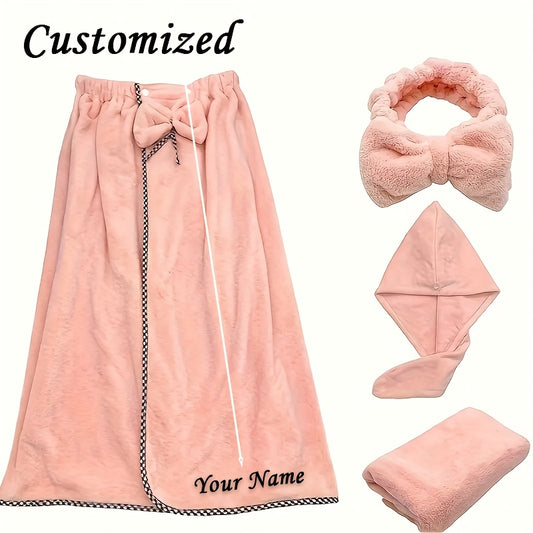 Custom Embroidered Name Women's Bathrobe Set