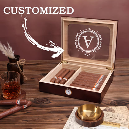 Custom Top Glass Cigar Humidor - Personalized
