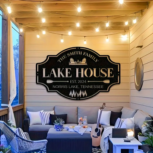 Personalized Lake House Metal Sign