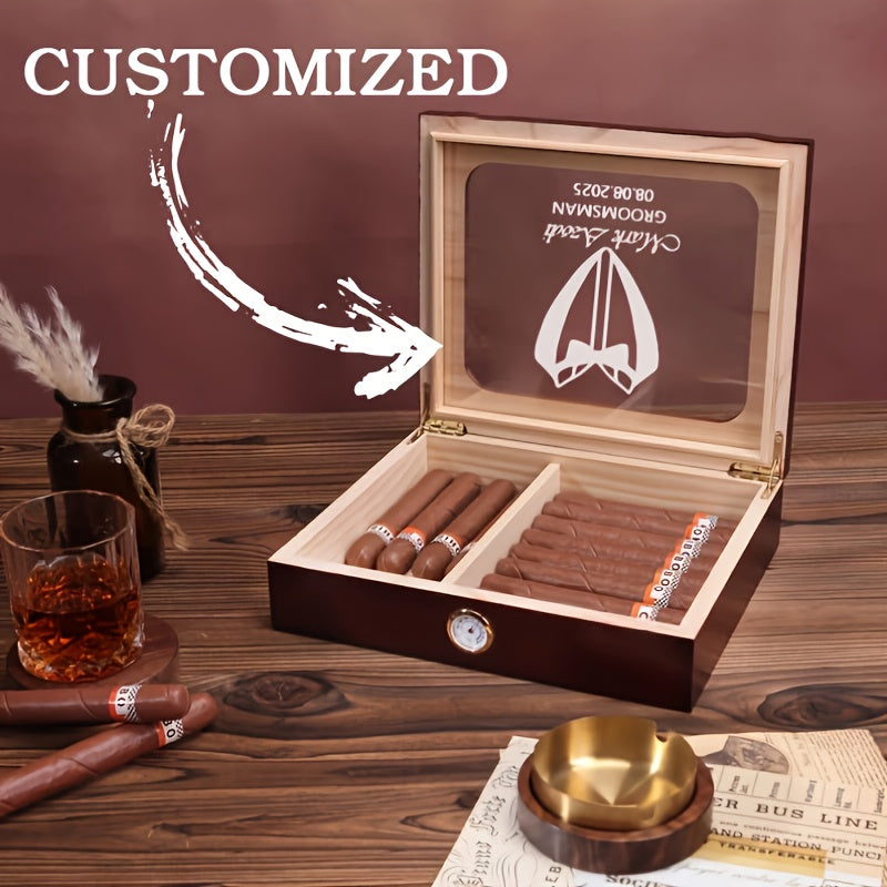 Custom Top Glass Cigar Humidor - Personalized