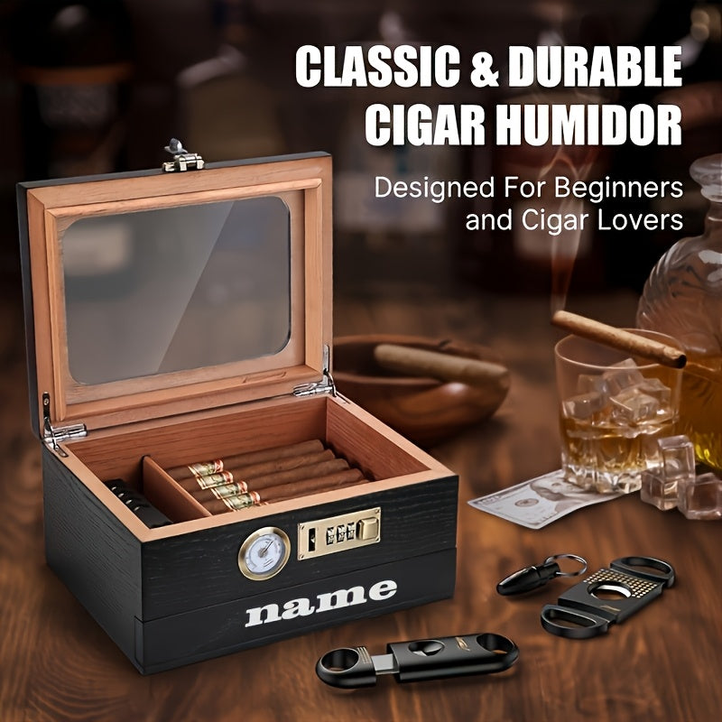 Personalized Engraved Cedar Wood Humidor Gift Box