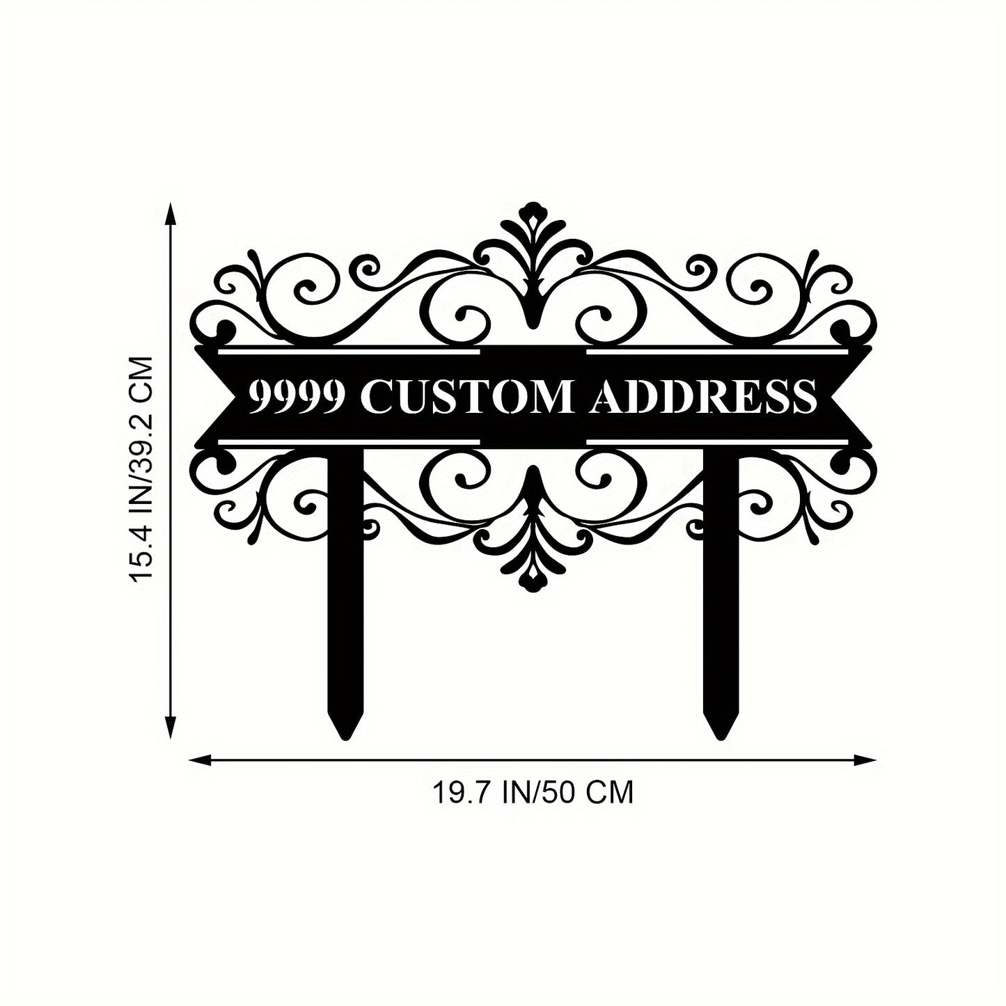 Custom Metal Address Sign with Stake