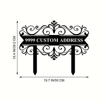 Custom Metal Address Sign with Stake