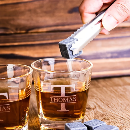 Personalized Whiskey Glass Set with Wooden Box