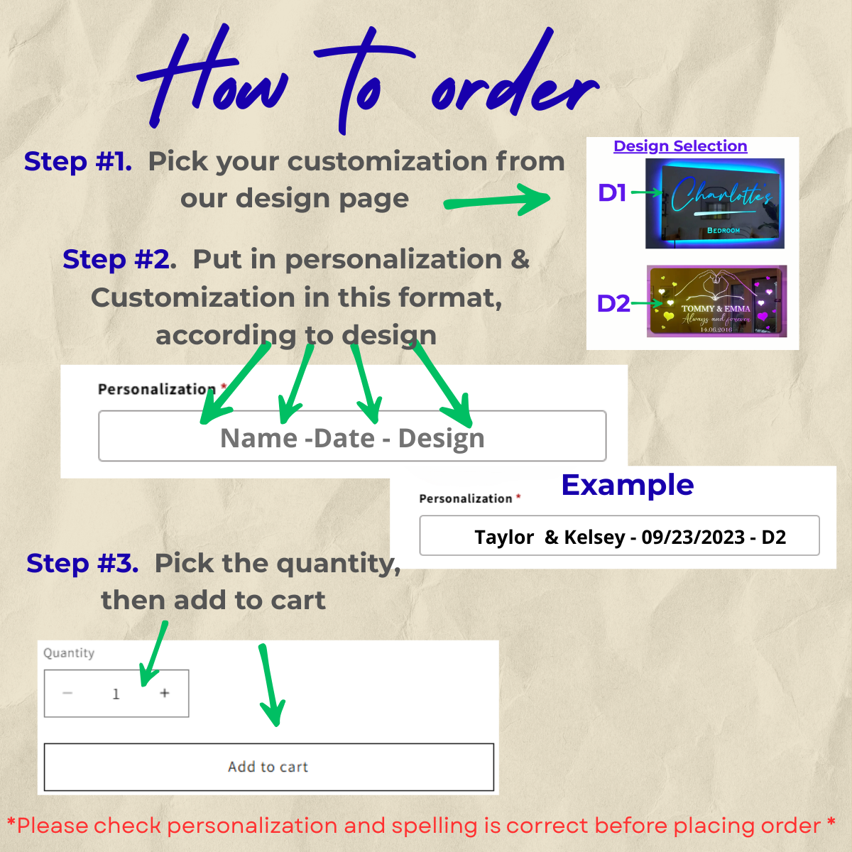 LED Neon Mirror Light with Personalized Names