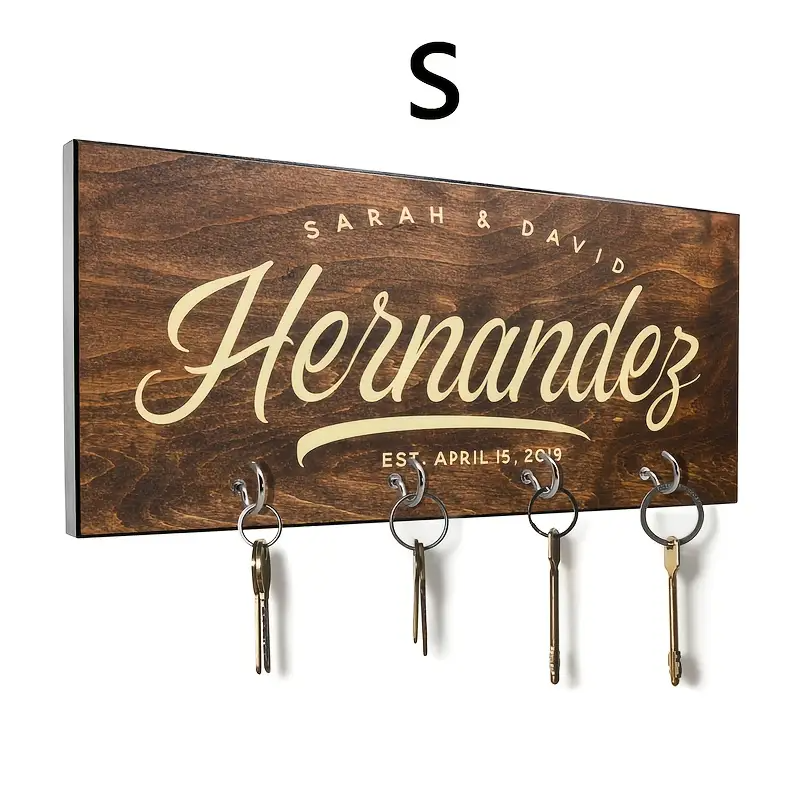 Personalized Engraved Name & Date Wall-Mounted Key Holder