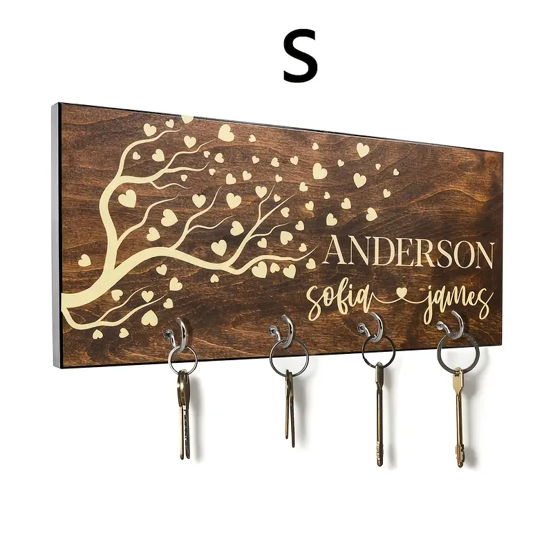Personalized Engraved Name & Date Wall-Mounted Key Holder
