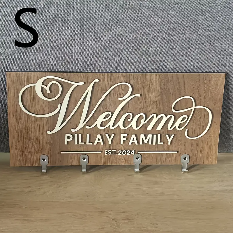 Personalized Engraved Name & Date Wall-Mounted Key Holder